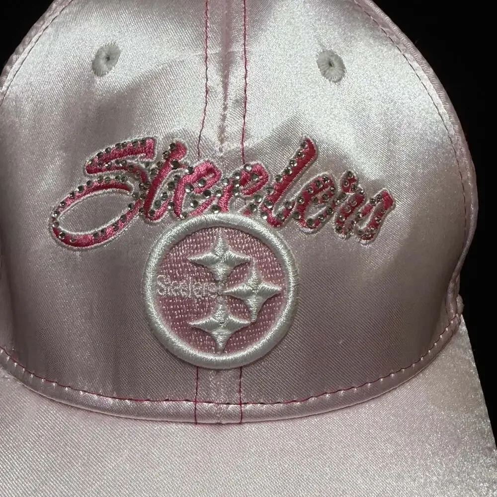 Reebok NFL Pittsburgh Steelers Women's Pink Satin Embellished Adjustable Hat
